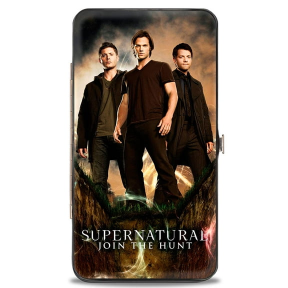 Supernatural Wallet, Hinged, Dean Sam Castiel Standing Pose Supernatural Join The Hunt, Vegan Leather
