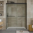 thumbnail image 2 of Senfot Double Sliding Glass Shower Door 72x48 Inch 6mm Tempered Glass with Easy-Clean Coating Smooth Rollers Frameless Shower Door for Bathroom Black, 2 of 8