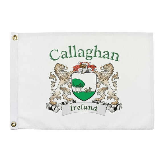 Callaghan Irish Coat of Arms Small White Flag - 16"x10.5" inches