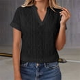 thumbnail image 2 of Womens Tops Women's V Neck Short Sleeve Blouse Tops Knit Pullover Textured Casual Loose Fit Shirts Summer Outfits T-Shirts For Women, 2 of 4