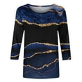 thumbnail image 4 of IROINNID Polyester Long Sleeve T Shirt for Women Leisure Printed T-shirt Blouse Round Neck Tops,Dark Blue, 4 of 5
