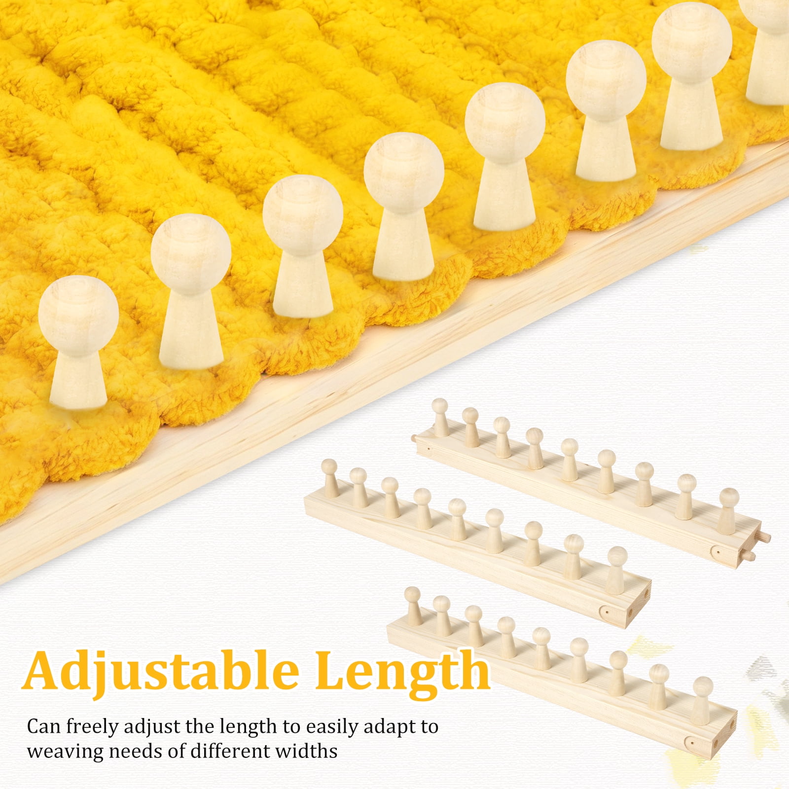 Adifare 46inch Chunky Blanket Loom Foldable Wooden Chunky Weaving Frame Adjustable Size Hand Knitting Tool for Beginners Crafts