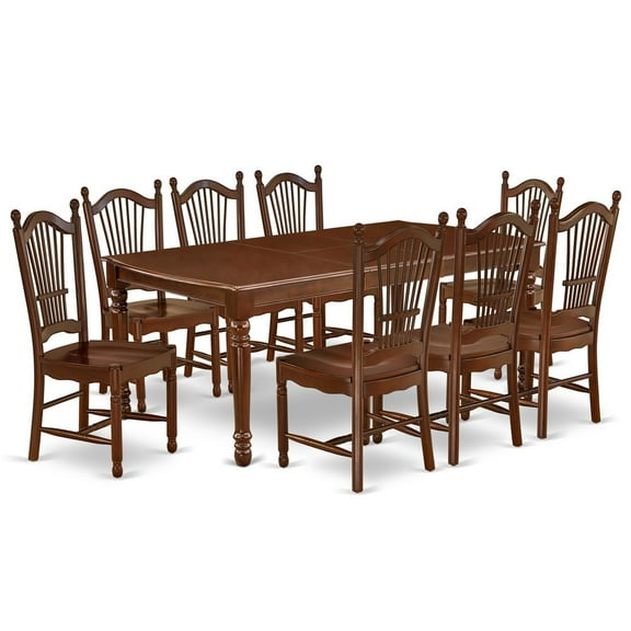 East West Furniture Dining Room Set Mahogany, DODO9-MAH-W