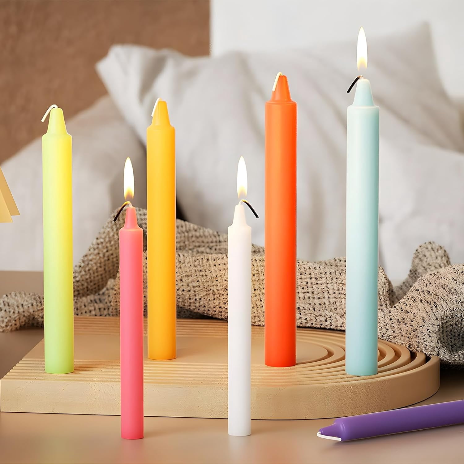 ABCISI 3 Pcs Column Candle Mold, Silicone Long Taper Resin Mold for Handcrafted Pillar & Taper Candles for Aromatherapy Candle, Soy Wax, Birthday Cake Decor (3 Sizes)