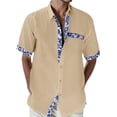 thumbnail image 1 of PEASKJP Chemise Légère pour Hommes Coton Manches Courtes Coupe Régulière, Kaki TTTG, 1 of 5