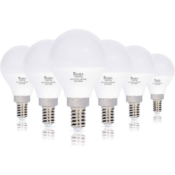 Simba Lighting LED G14 G45 5W 40W Replacement Bulbs 120V E12 Candelabra Base 3000K Soft White 6-Pack