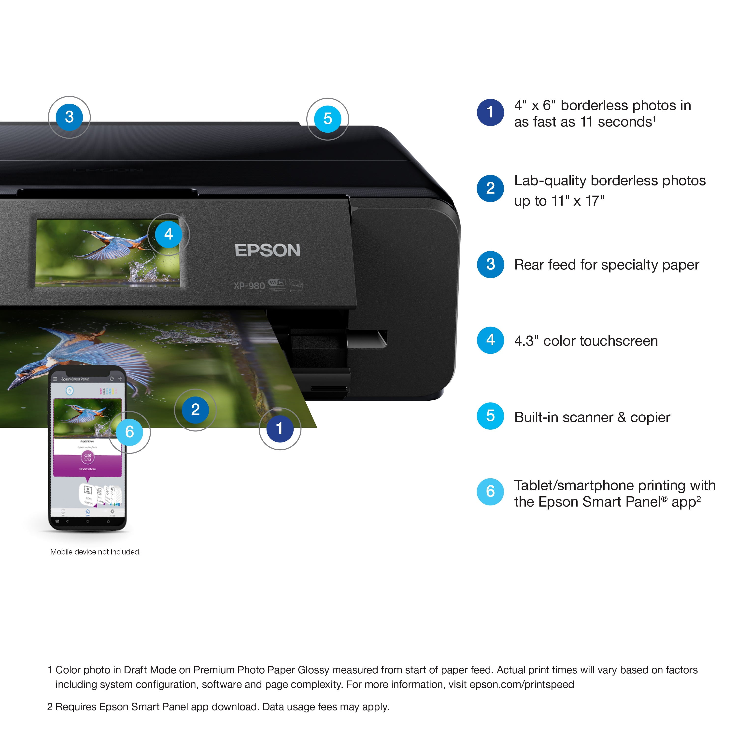 Epson Expression Photo XP-980 Wireless Wide-Format Printer with 6