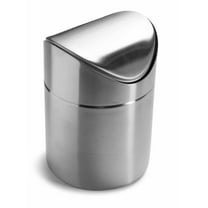 Estilo Mini Countertop Trash Can, Brushed Stainless Steel, with Swing Top Lid, 0.40 Gallon