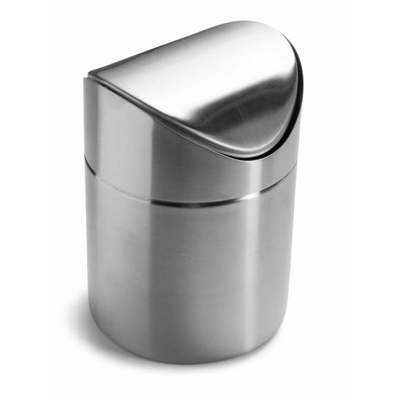 Estilo Mini Countertop Trash Can, Brushed Stainless Steel, with Swing Top Lid, 0.40 Gallon