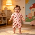 thumbnail image 2 of Baby Boy Rompers Playful Cartoon Short Sleeve Crew Neck Boys Front Zip Short Romper Summer Casual Daily Outfit, 2 of 4