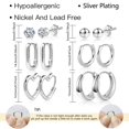 thumbnail image 5 of Lancharmed Silver Plated Hypoallergenic Earrings for Womens,6 Pairs Six Claw Zircon U Shaped Round Hearts Earring Mom Gift, 5 of 7