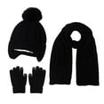 thumbnail image 2 of ZACPNCV Kids Winter Beanie Hat Scarf Gloves Set for Girls Boys Cute Bow Cuffed Knitted Hat Neck Scarf with Fleece Lined Black Free Size, 2 of 4