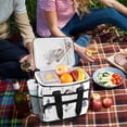 thumbnail image 5 of FORMRS Insulated Cooler Bag 24 Cans Capacity Soft Leakproof Lunch Box with Side Pockets, Blue Cartoon Snowmen, 5 of 7
