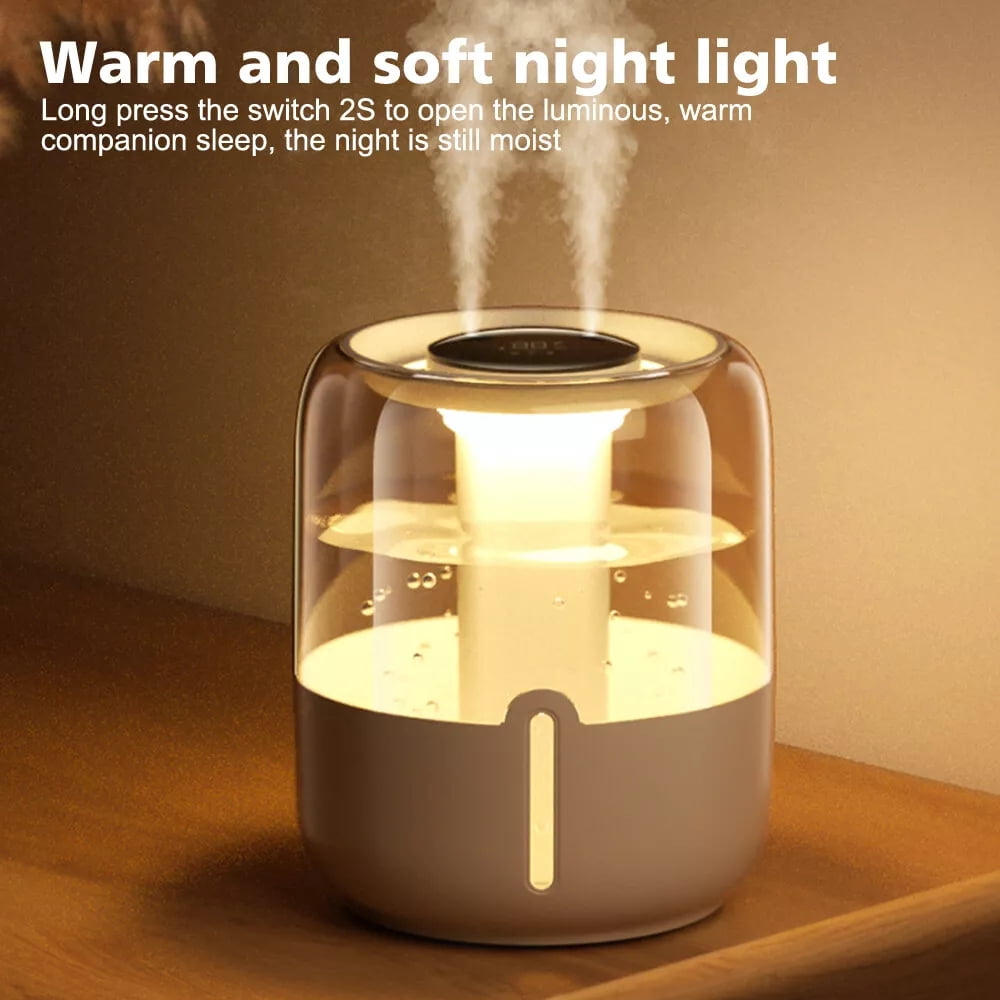 Raistyw Humidifiers for Bedroom, 6.8 L Cool Mist Top-Fill Humidifier for Large Room, Plants, Baby Nursery, Indoor, 20H Runtime, Quiet 36dB, Controllable Lighting, White