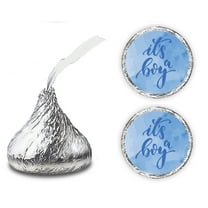 216 Its a Boy Modern Baby Shower Blue background Kisses Labels For Baby Shower Or Sprinkle Party, Adorable Stickers, Sweet Party Decorations for New Moms to Be, Wrappers. Made in USA