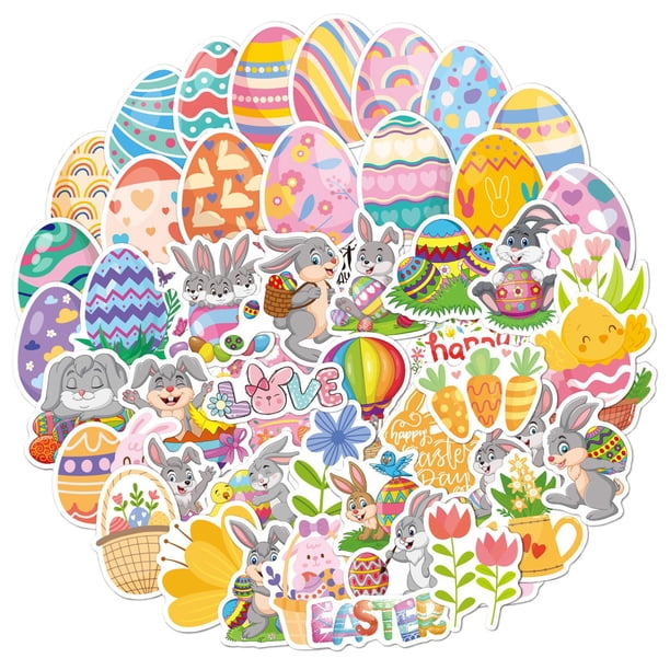 Pegatinas de Pascua, pegatinas variadas de conejito de Pascua, rellenos para bolsas de regalos, manualidades de Pascua Estilo B