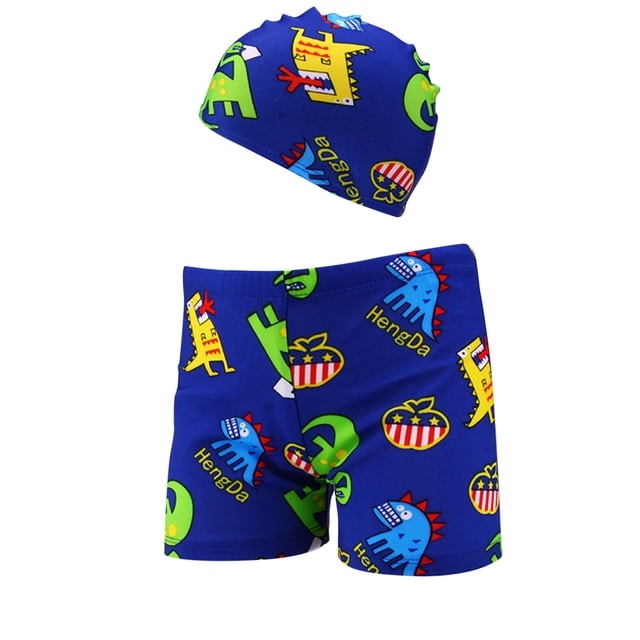 Odeerbi 2-8 Años Bañador de Playa Para Niños Con Gorro de Baño Bañador Con Estampado Hawaiano Bañador de Secado Rápido Shorts Bañador de Algodón Para Niños Verano Tallas Grandes