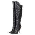 thumbnail image 5 of Wild Rose BI42 Leatherette Pointy Over The Knee Buckle Strap Stiletto Heel Boot, 5 of 6