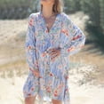 thumbnail image 2 of Vestido estampado bohemio suelto de temperamento de manga larga con cuello en V de primavera y otoño para mujer Pompotops  hdfakjf7982, 2 of 8