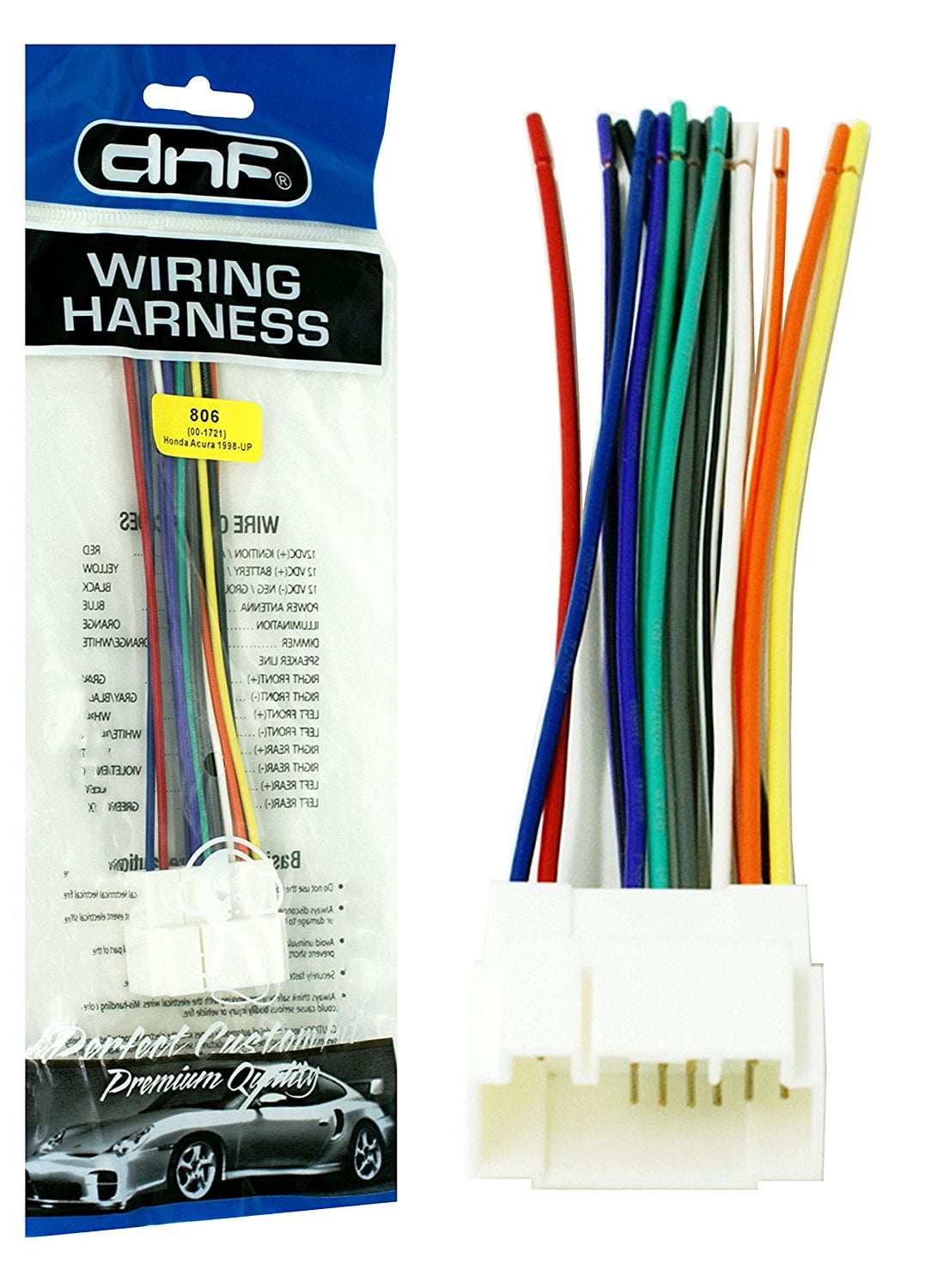 DNF Wiring Harness for Select Accord and Select Prelude Stereos + Radio Adapters (70-1721) - 100% Copper Wires! - Walmart.com