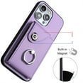 thumbnail image 3 of ELEHOLD for iPhone 13 Pro Wallet Case PU Leather Organ Card Slots Holders Magnetic Button Finger Ring Holder Stand Shockproof Full Protective Case,purple, 3 of 7