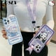thumbnail image 2 of Funda de teléfono Sanrio Cinnamoroll para Iphone 13 12 11 Pro Max 7 8 Plus Kuromi funda XR XS X con correa espejo cubierta de lujo mujer chica xuanjing  unisex, 2 of 2