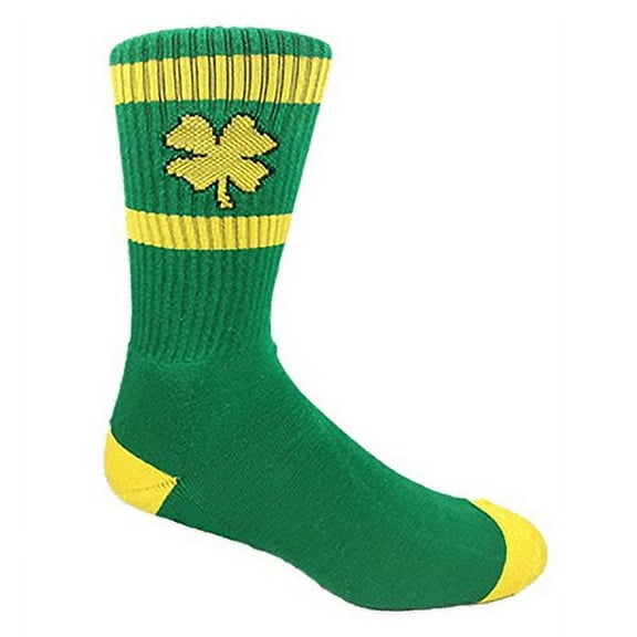 MOXY Socks Green and Gold Irish Lucky Clover Performance Athletic Crew Socks