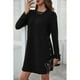 thumbnail image 4 of Vestido de manga larga para mujer, moda simple, cuello redondo, decoración de botones, vestidos casuales para mujer, para el trabajo, salida diaria, negro M, 4 of 8