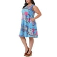 thumbnail image 4 of Agnes Orinda Women's Plus Size Summer Dress Crew Neck Sleeveless Beach Midi Sundress with Pockets 1X Pink Blue, 4 of 5