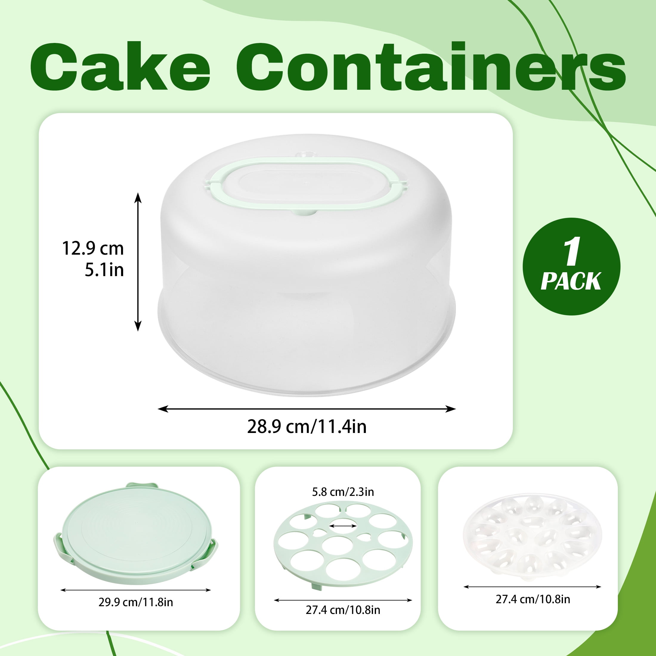 4-in-1 Multipurpose Cake Carrier Round Plastic Container with Lid