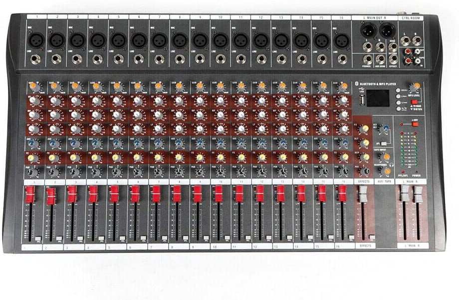 MONIPA 16 Channel Studio Mixer with Bluetooth USB Audio Mixer Sound