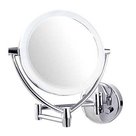 Ovente Led Lighted Wall Mount Makeup Mirror 7 5 Inch Battery Or Usb Adapter Operated 1x 10x Magnification Polished Chrome Mlw75ch