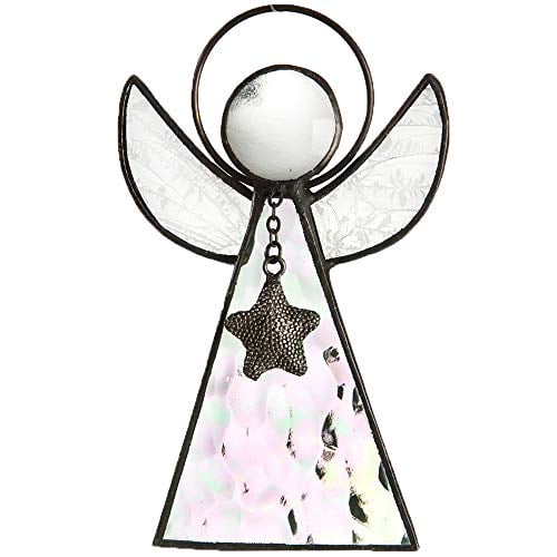 Ornement Ange Attrape-Soleil de Fenêtre Clair Iridescent Teinté Glass Décoration de Sapin de Noël Décoration de Vacances Souvenir Commémoratif Cadeau de Sympathie J Devlin O