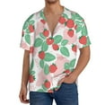 thumbnail image 3 of Honeii 's Strawberry for men's short-sleeved button-up collared shirt featuring a pocket, perfect for beach vacations, and travel adventures., 3 of 5