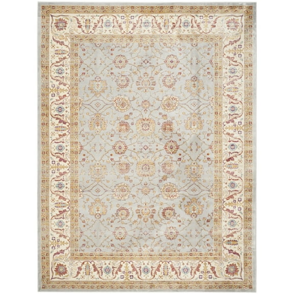 SAFAVIEH Sevilla Cheshunt Floral Bordered Area Rug, Silver/Ivory, 2'2" x 4'
