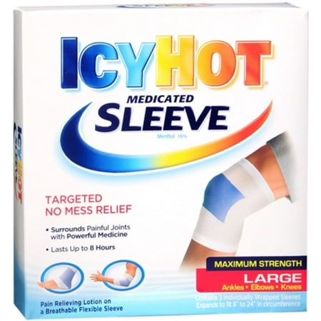 ICY HOT Medicated Sleeve Large (Ankles, Elbows and Knees) 3 Each (Pack of 4)