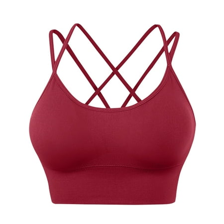 

Full Coverage Bras for Women Cross Back Sport Padded Strappy Criss Cross Cropped Yoga Workout Fitness Bra