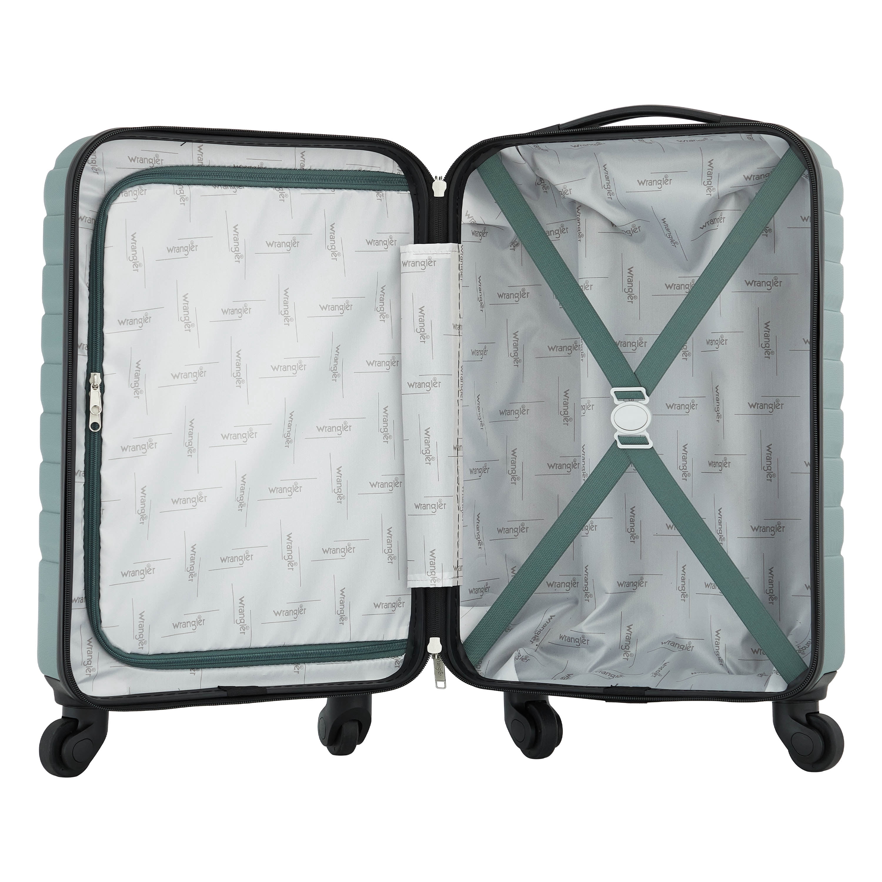 Wrangler 20-inch Carry-On Rolling Hard Side Spinner Luggage, Green