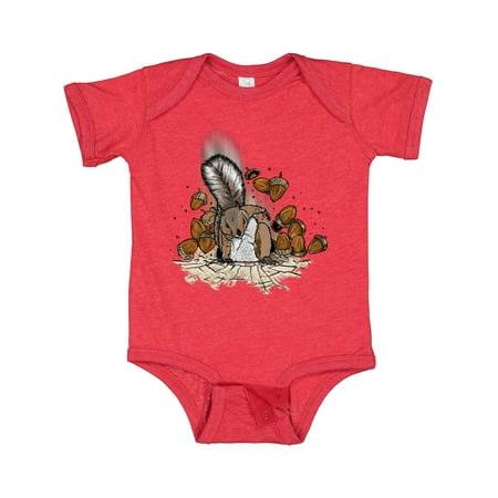 

Inktastic Squirrel Superhero Landing with Acorns Gift Baby Boy or Baby Girl Bodysuit