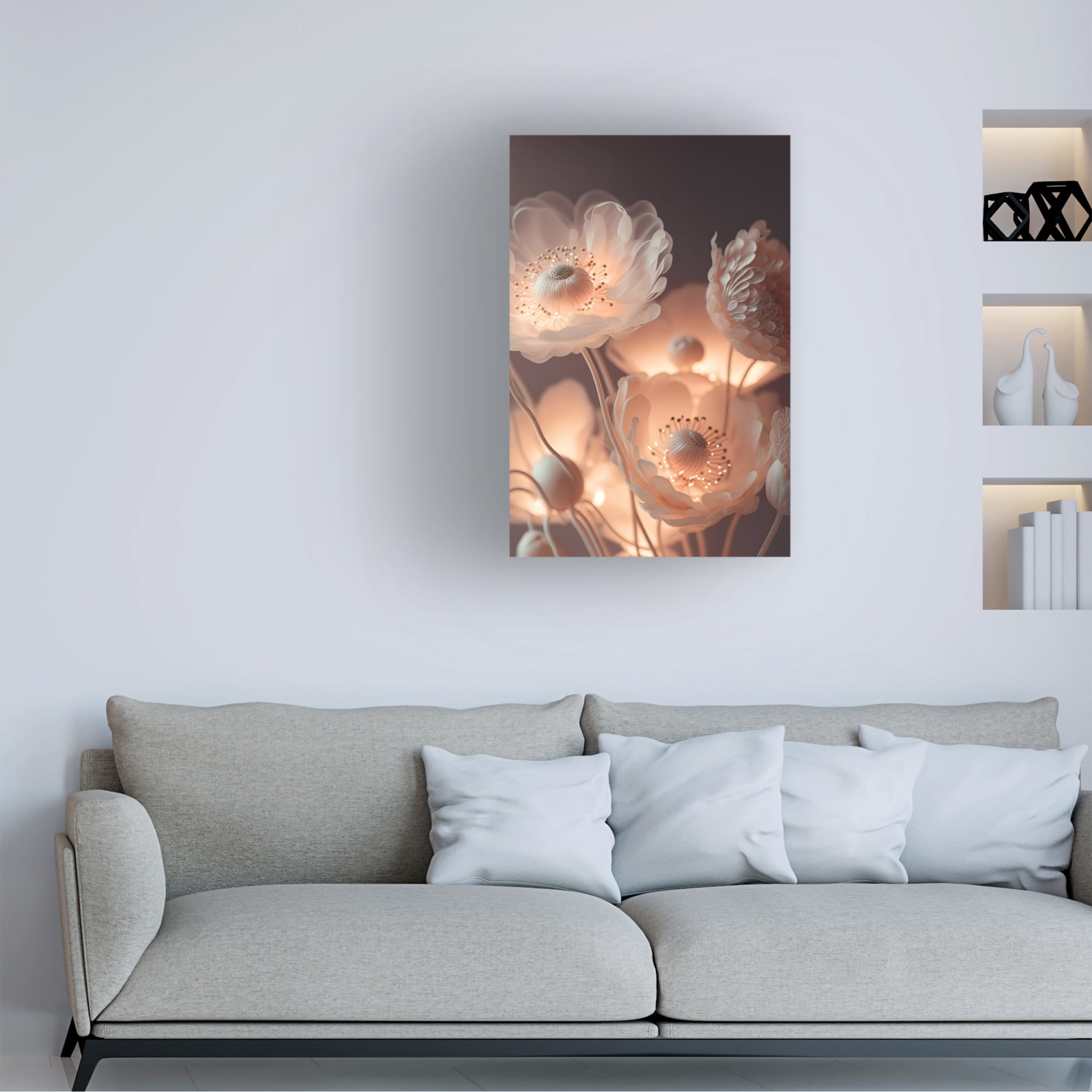 Canvas Wall Art - Treechild 'Glowing Flowers' Wall Art for Living Room, Bedroom, or Office D?cor by Trademark Fine Art - 16 x 24 Inches