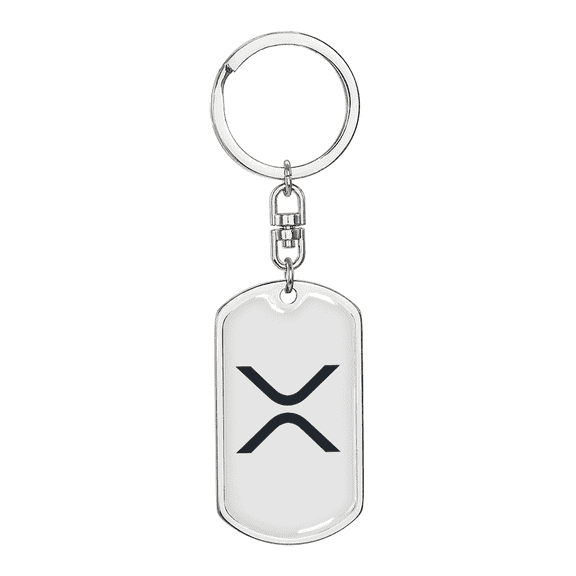 Ripple (XRP) Crypto Cryptocurrency Stainless Steel or 18k Gold Premium Swivel Dog Tag Keychain