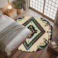 thumbnail image 3 of 3.3Ft Round Rug, Boho Red Teal Brown Non-Skid Rubber Backing Large Area Rugs - Living Room Bedroom Home Office, Southwestern Vintage Geometric Indoor Floor Mat Carpets Washable Rug, 3 of 9