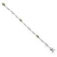 thumbnail image 2 of Gem Stone King 925 Sterling Silver Green Peridot and White Moissanite and Round White Lab Grown Diamond Tennis Bracelet for Women (3.04 Cttw, Gemstone Birthstone, Oval 6X4MM, 7.25 inches), 2 of 4
