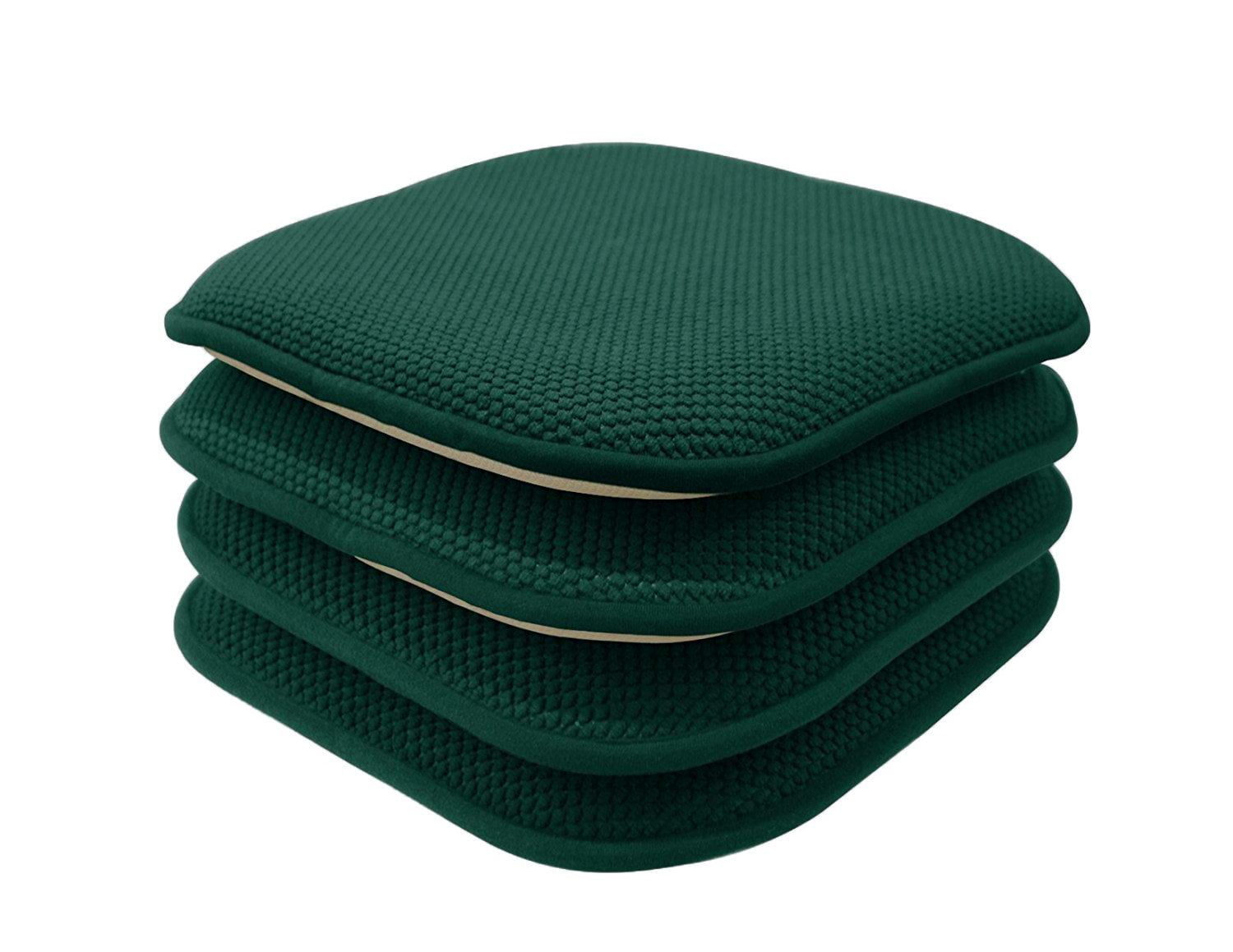 4 Pack: Premium Memory Foam Non Slip Chair Cushions - Assorted Colors