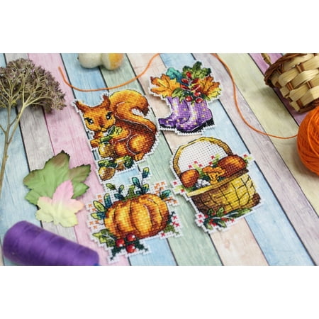 UPC: 4627167303315 | Plastic Canvas Autumn. Magnets SR-580 Counted Cross-Stitch kit by MP Studia