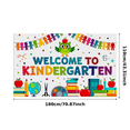thumbnail image 2 of Colorful Welcome to Kindergarten Banner with Owl Apple Books and Kids Silhouettes Background Party Supplies for School Opening Events Photography Props Classroom Decorations, 2 of 7