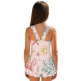 thumbnail image 2 of COEQINE Girls One Piece Bathing Suit, Scoop U-Neck & V Back Playful Swimsuit with Attached Skirt, Beach Swim Dress for Kids Age 12-13, Machine Washable, Starfish Coral Pink, 2 of 8