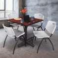 thumbnail image 2 of Kobe 36in. Square Breakroom Table- Cherry & 4 'M' Stack Chairs- Grey, 2 of 8
