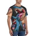 thumbnail image 2 of Bixox Men's Blue Dinosaur Printed Short Sleeve Skinny Athletic T-Shirt, 2 of 6