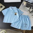 thumbnail image 2 of Toddler Boy Summer Outfit Short Sleeve T-shirt Top Elastic Waist Shorts Set 2Pcs,Adjustable Waist 6-12 Months 12-24 Months 2t 3t 4t 5t 6t 7t 8t 9t Children 9-10 Years, 2 of 6